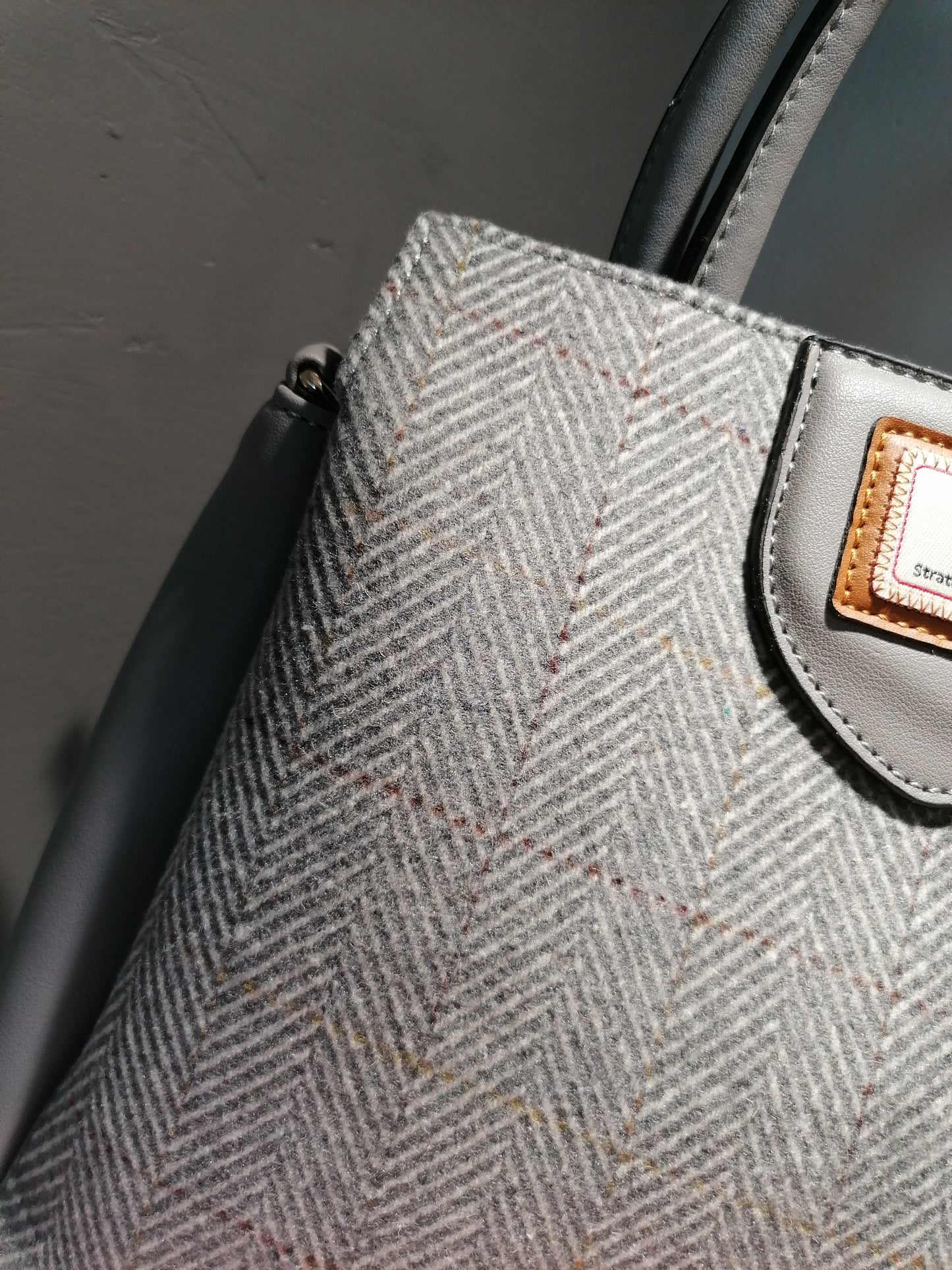 light grey herringbone handbag 8006