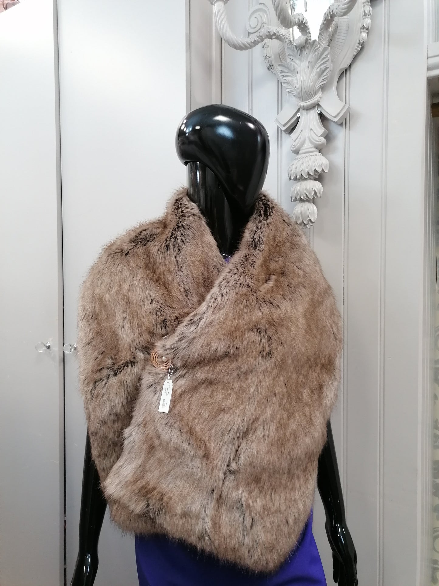 faux fur truffle pocket wrap