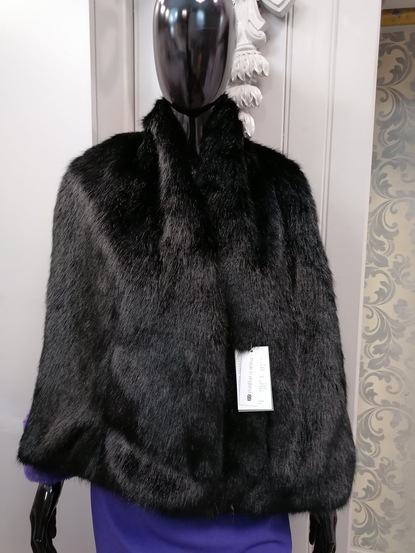 black faux fur wrap