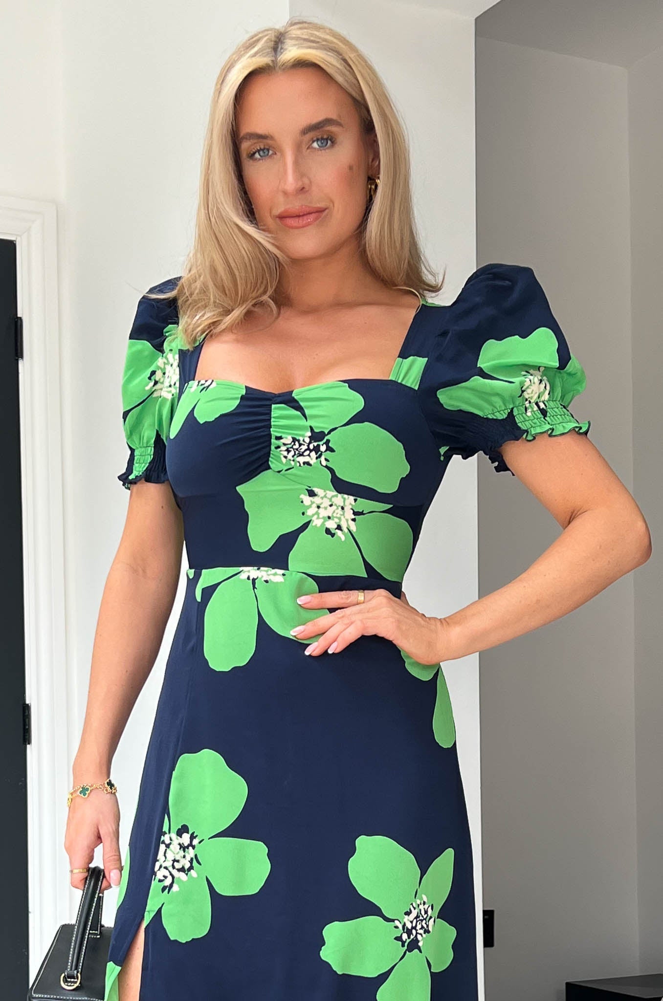 Lillian green qnd navy dress