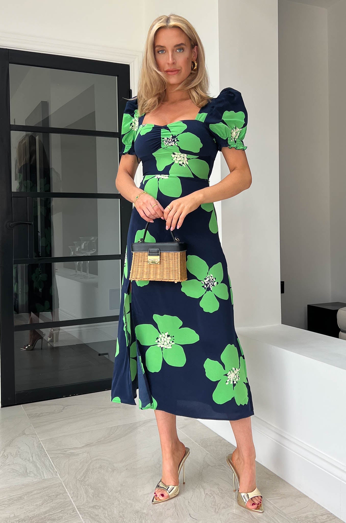 Lillian green qnd navy dress