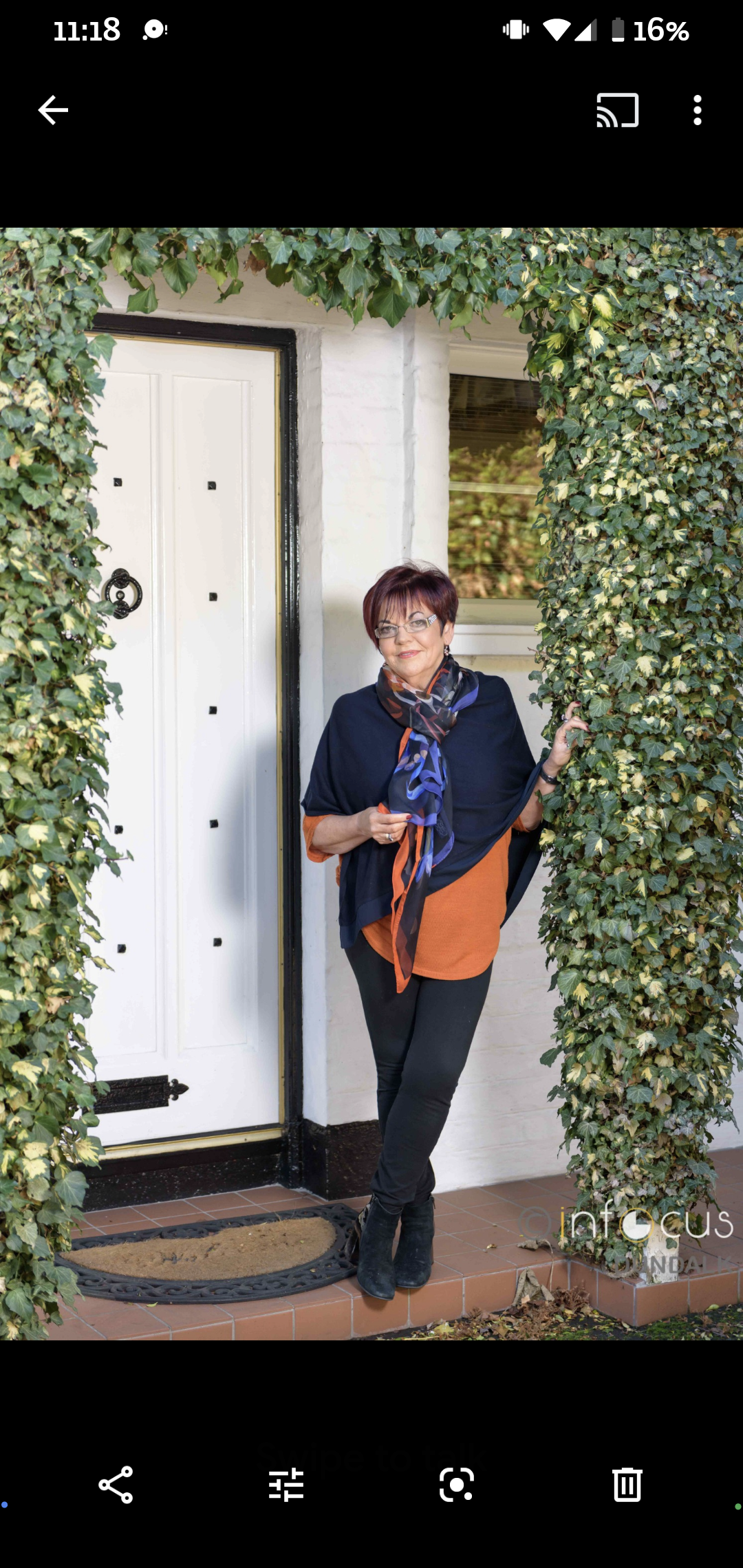 Susan mc cann  black multi silk scarf