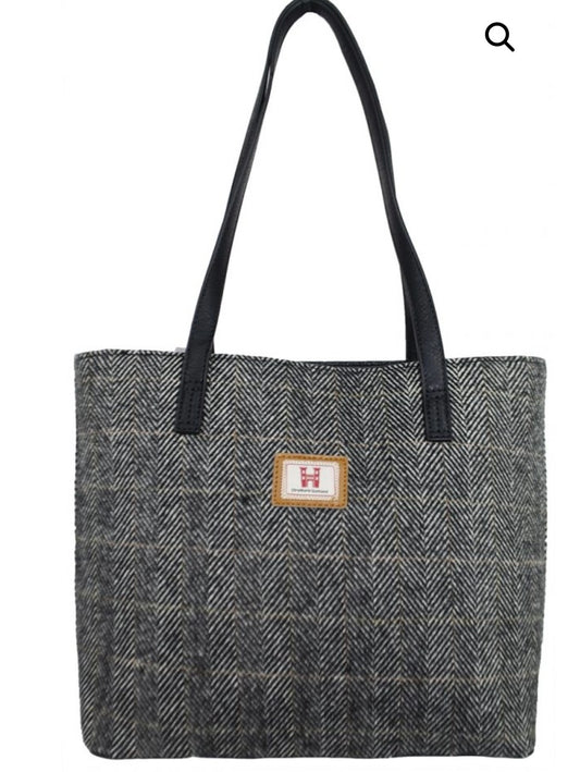 large herringbone dark grey bag