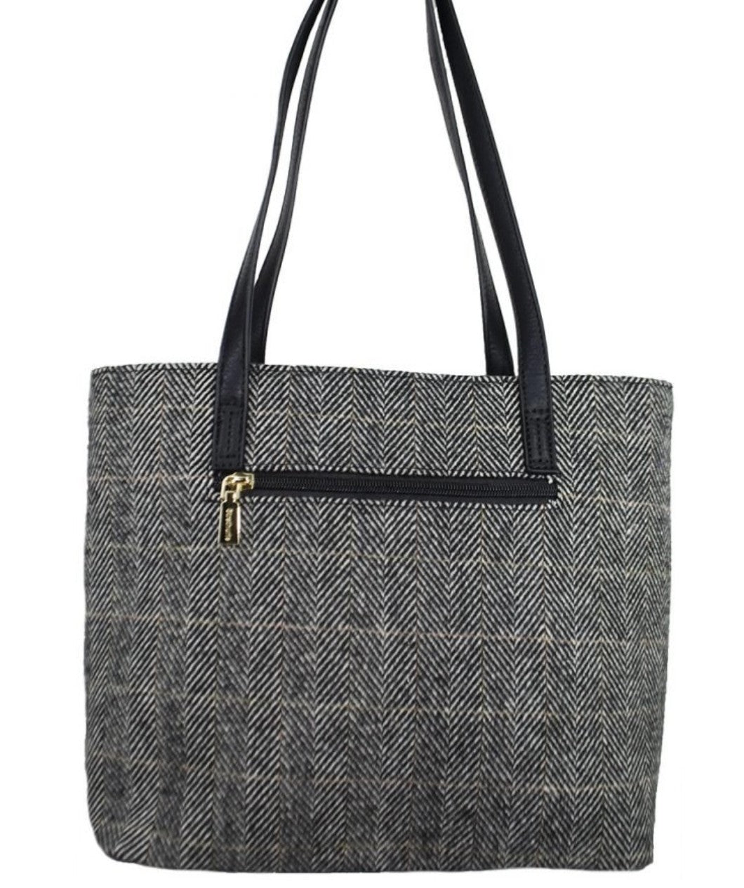 large herringbone dark grey bag
